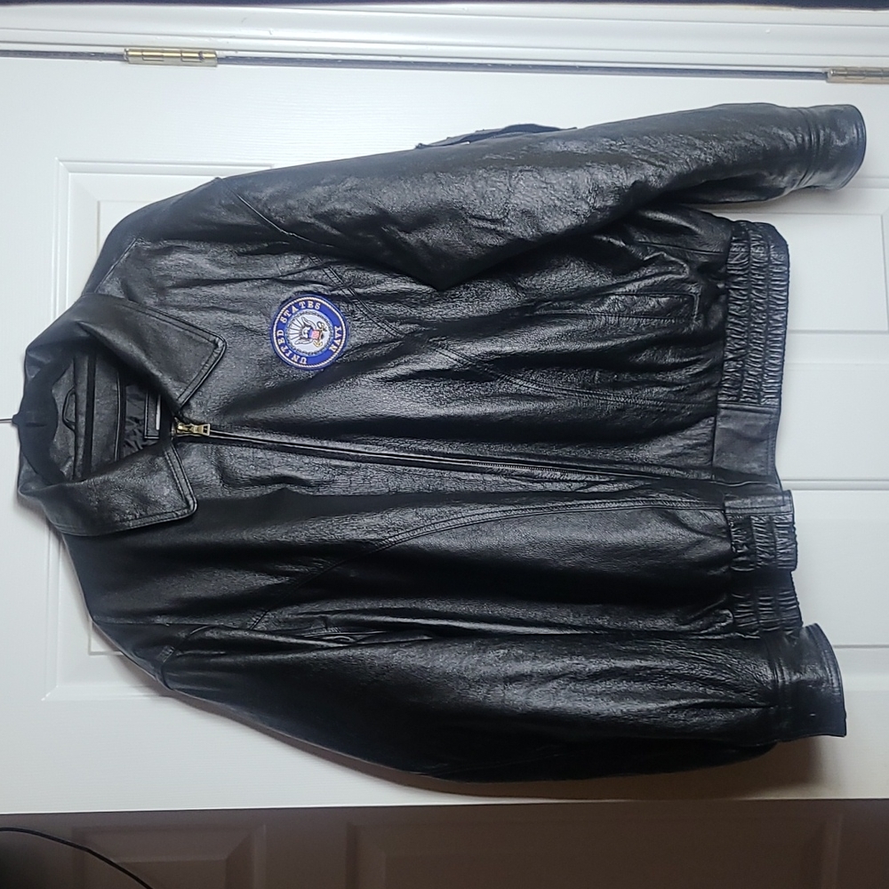 Men's Leather Navy Jacket